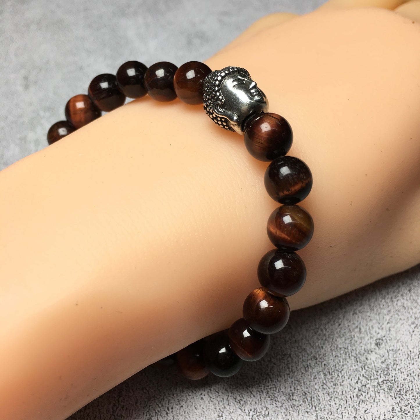 Red Tiger Eye Beaded Bracelets for Men Women Power Gemstone Unisex Adjustable Bracelets