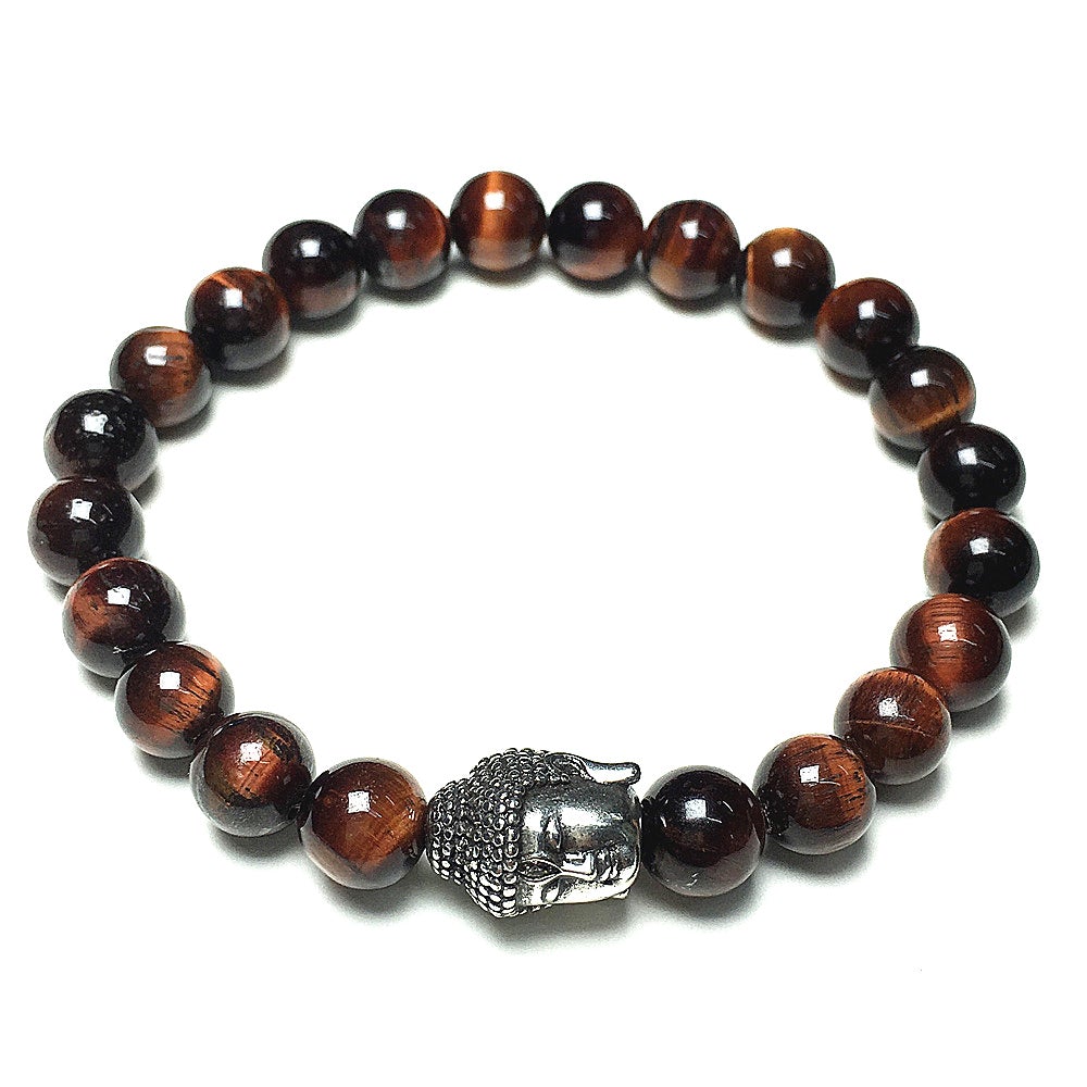 Red Tiger Eye Beaded Bracelets for Men Women Power Gemstone Unisex Adjustable Bracelets