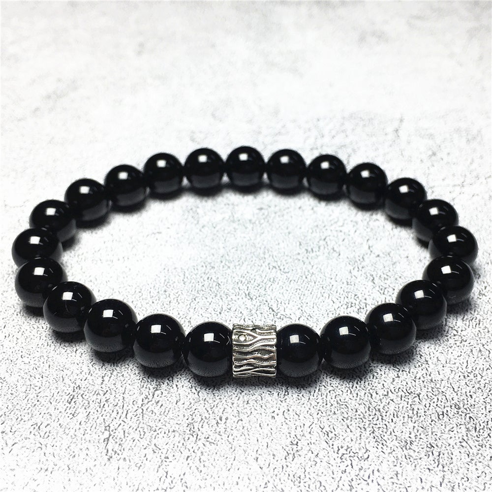 Black Onyx Gemstone Beaded Adjustable Handmade Bracelet