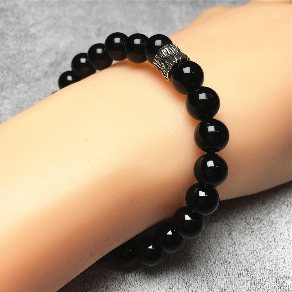 Black Onyx Gemstone Beaded Adjustable Handmade Bracelet