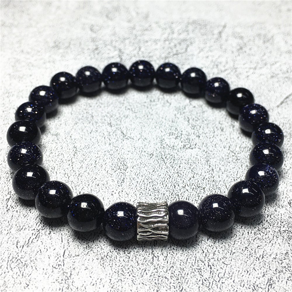 Blue Sandstone Gemstone Beaded Adjustable Handmade Bracelet