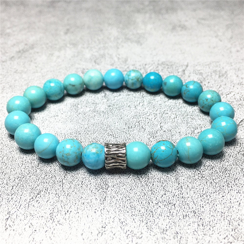 Blue Turqouise Gemstone Beaded Adjustable Handmade Bracelet