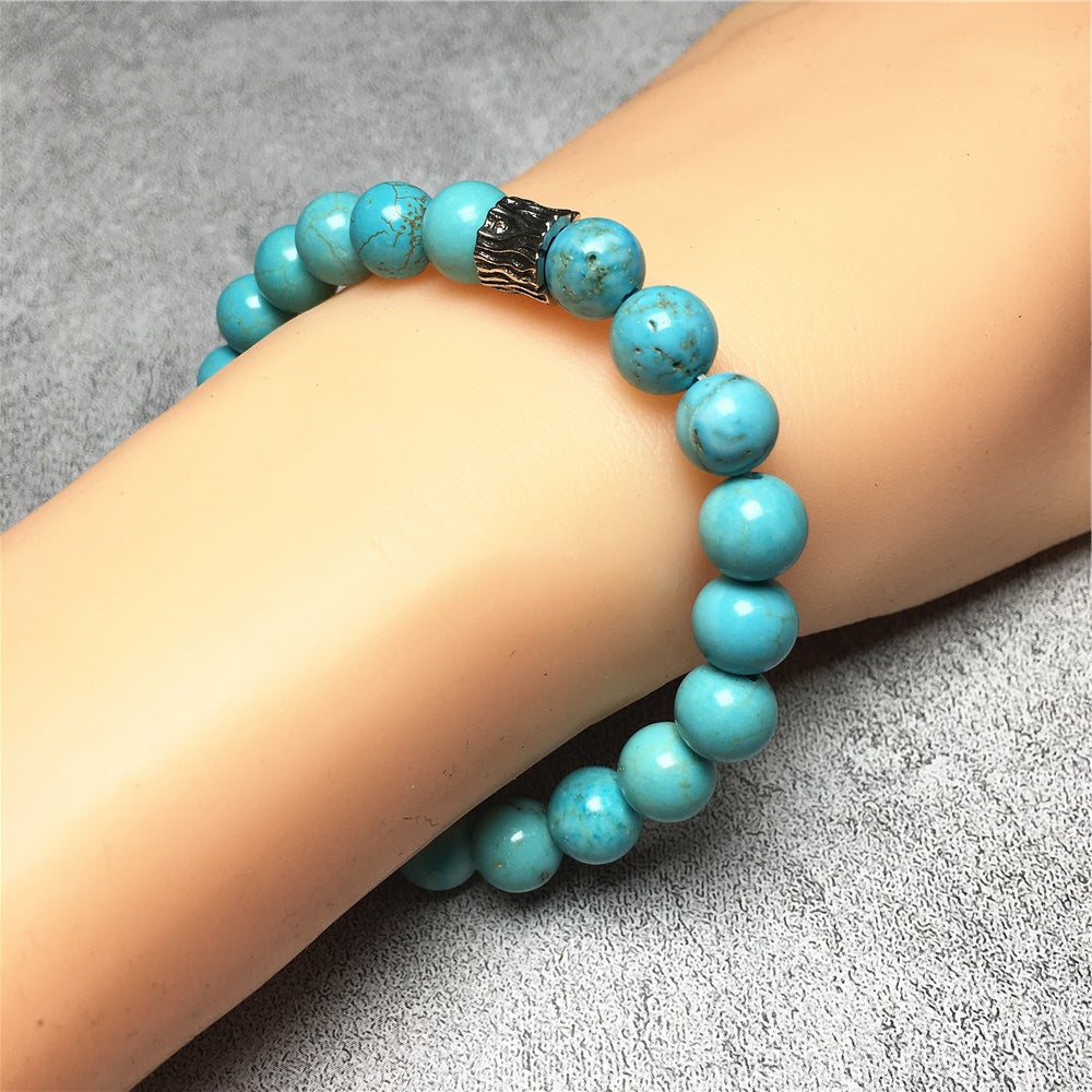 Blue Turqouise Gemstone Beaded Adjustable Handmade Bracelet