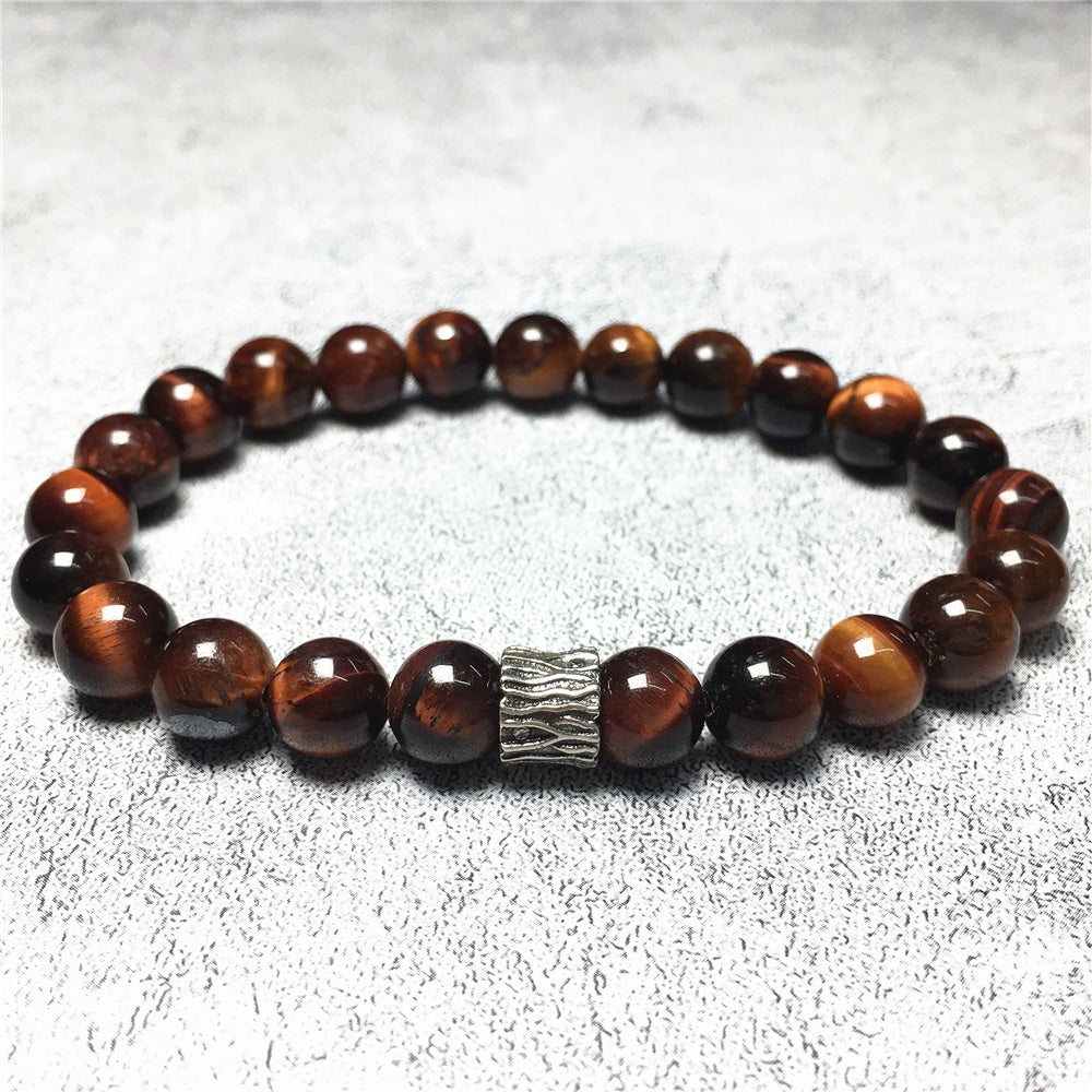 Red Tiger Eye Gemstone Beaded Adjustable Handmade Bracelet