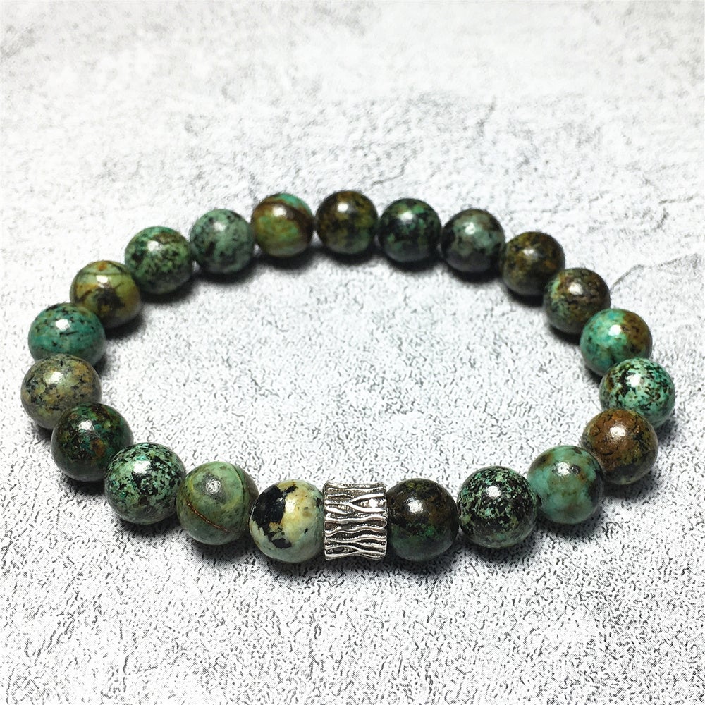 African Turqoiuse Gemstone Beaded Adjustable Handmade Bracelet