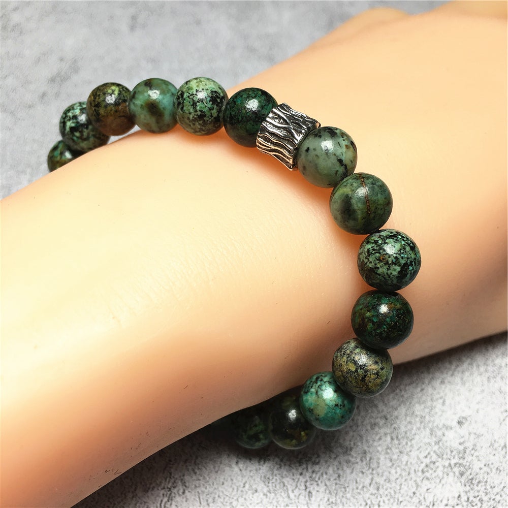 African Turqoiuse Gemstone Beaded Adjustable Handmade Bracelet