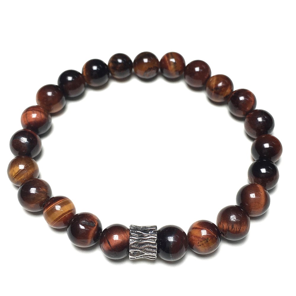 Red Tiger Eye Gemstone Beaded Adjustable Handmade Bracelet