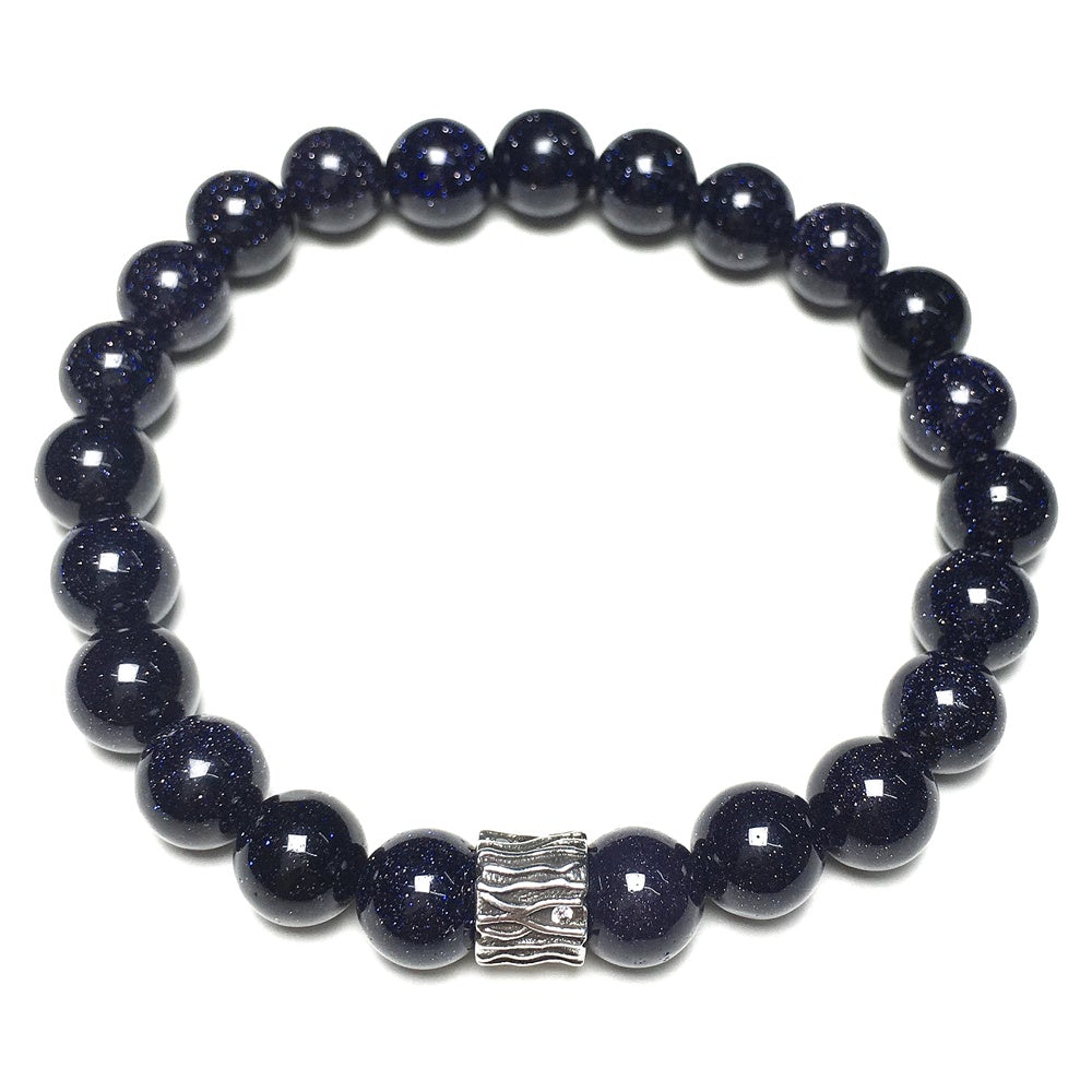 Blue Sandstone Gemstone Beaded Adjustable Handmade Bracelet
