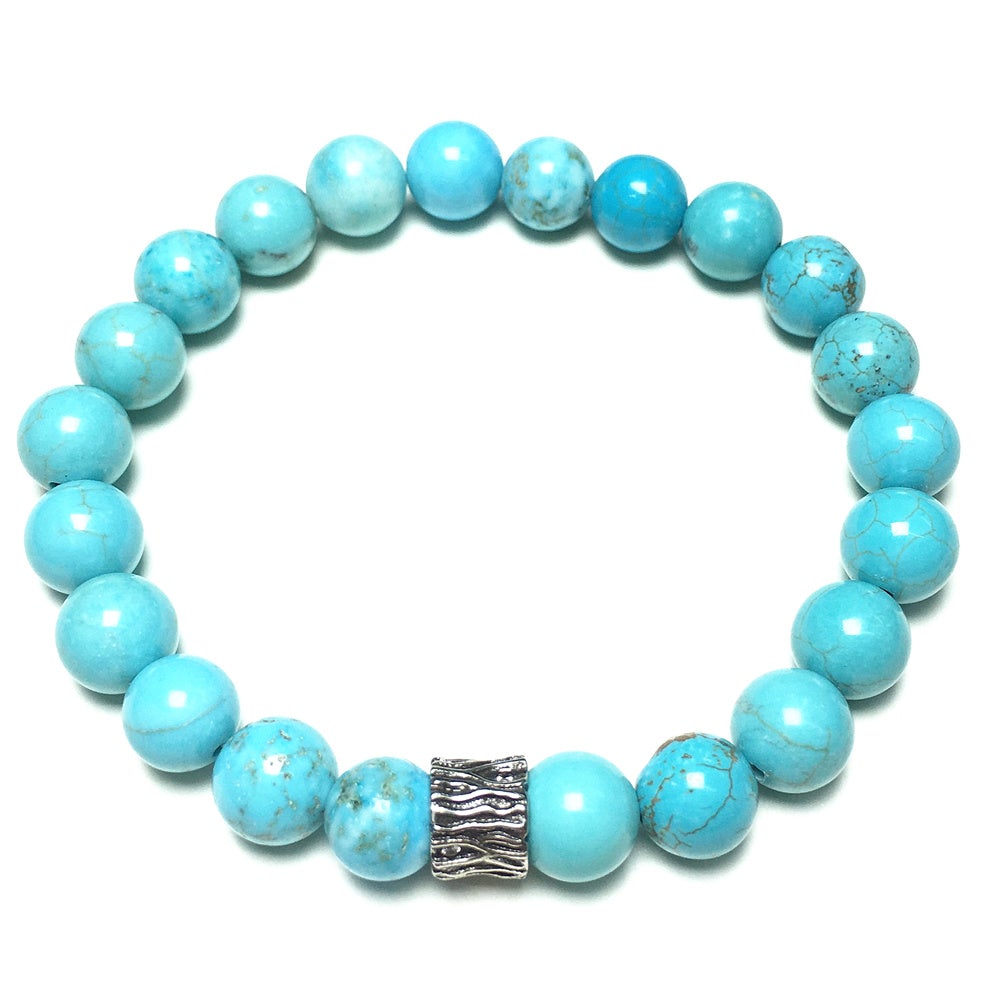 Blue Turqouise Gemstone Beaded Adjustable Handmade Bracelet