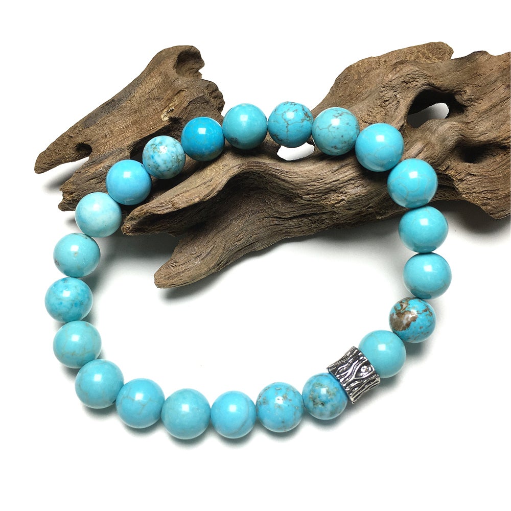 Blue Turqouise Gemstone Beaded Adjustable Handmade Bracelet