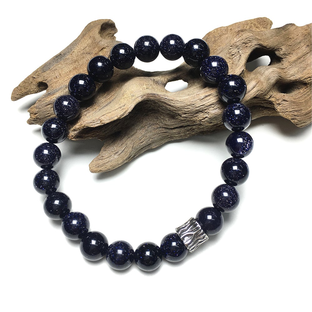 Blue Sandstone Gemstone Beaded Adjustable Handmade Bracelet