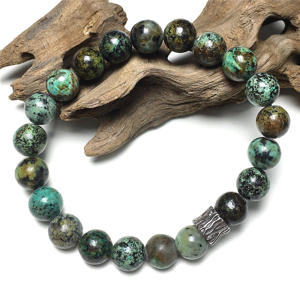 African Turqoiuse Gemstone Beaded Adjustable Handmade Bracelet