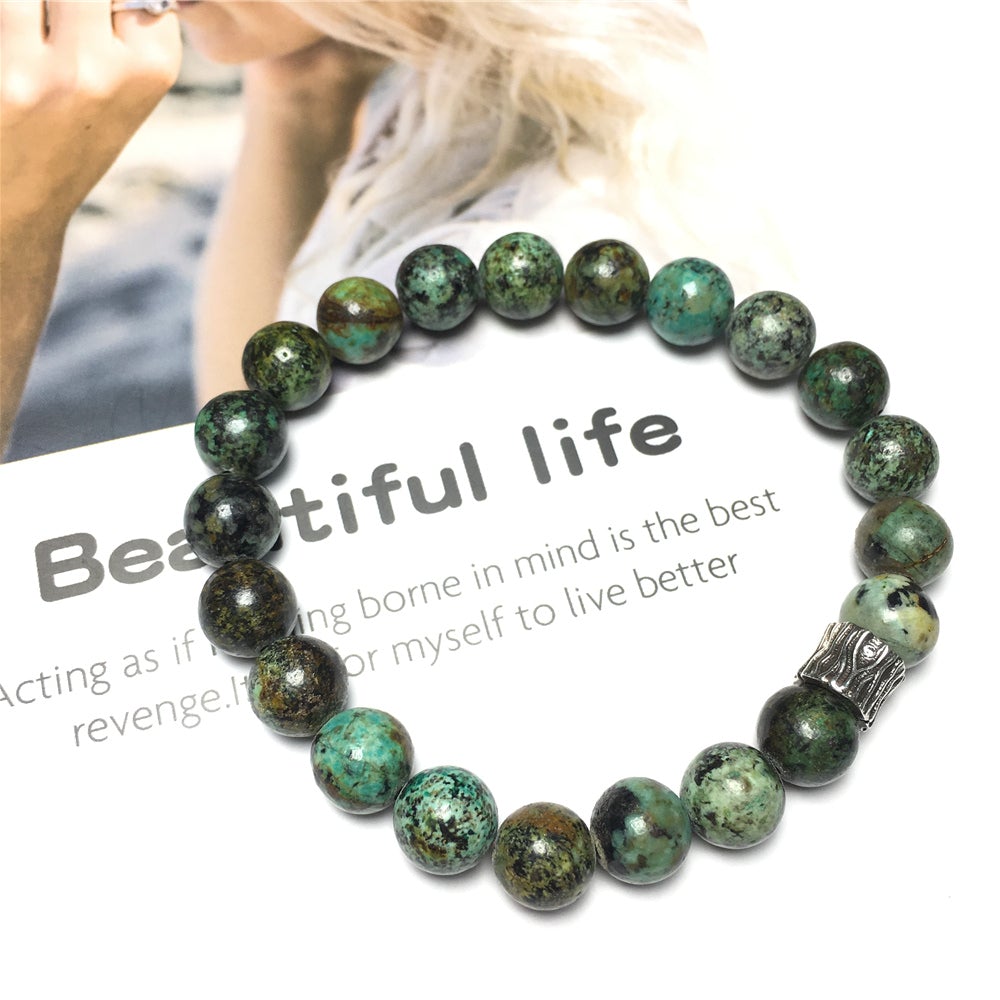 African Turqoiuse Gemstone Beaded Adjustable Handmade Bracelet