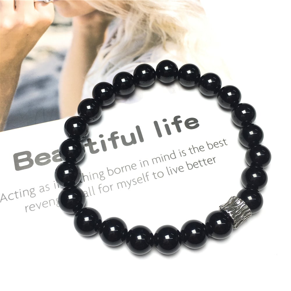 Black Onyx Gemstone Beaded Adjustable Handmade Bracelet