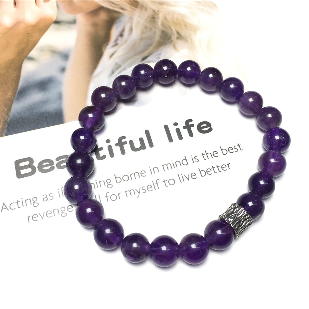 Amethyst Gemstone Beaded Adjustable Handmade Bracelet