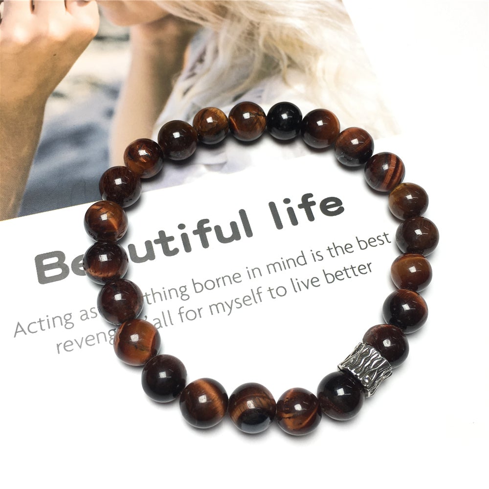 Red Tiger Eye Gemstone Beaded Adjustable Handmade Bracelet