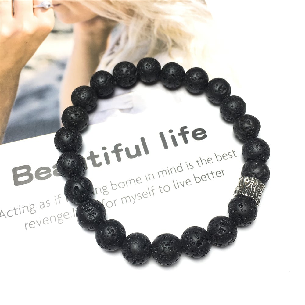 Lava Gemstone Beaded Adjustable Handmade Bracelet