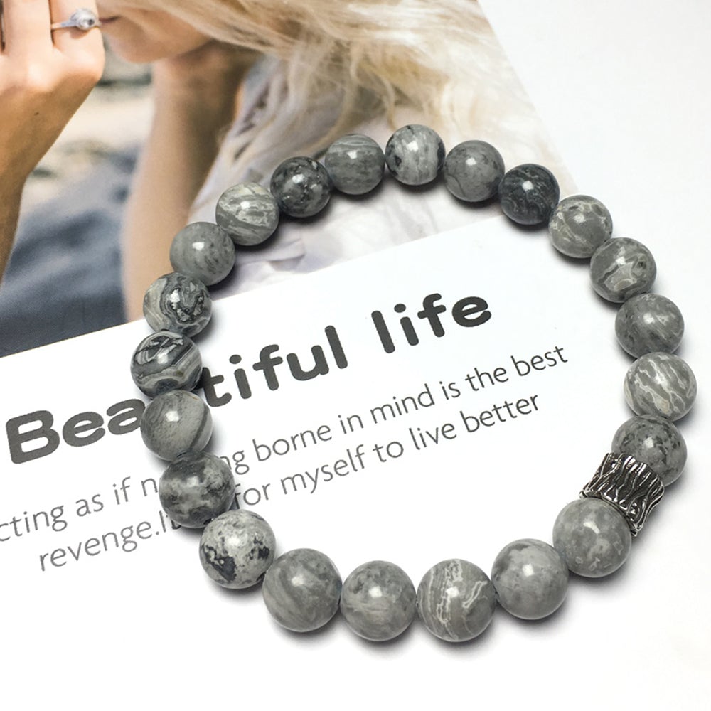 Map Stone Beaded Adjustable Handmade Gemstone Bracelet