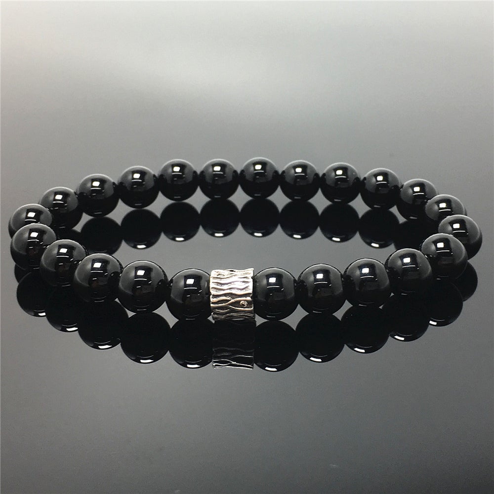 Black Onyx Gemstone Beaded Adjustable Handmade Bracelet