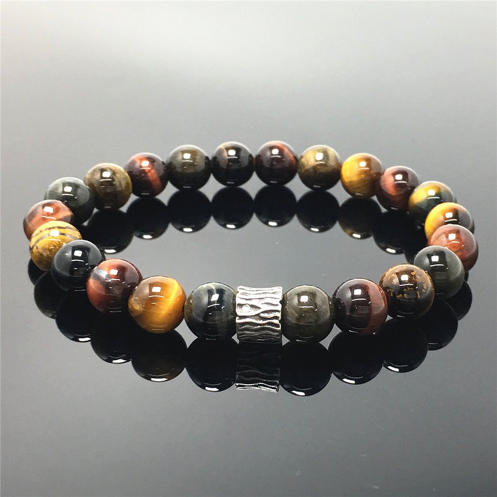 Multi Color Tigereye Gemstone Beaded Adjustable Handmade Bracelet
