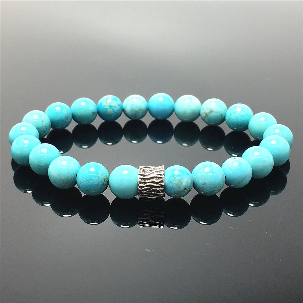 Blue Turqouise Gemstone Beaded Adjustable Handmade Bracelet