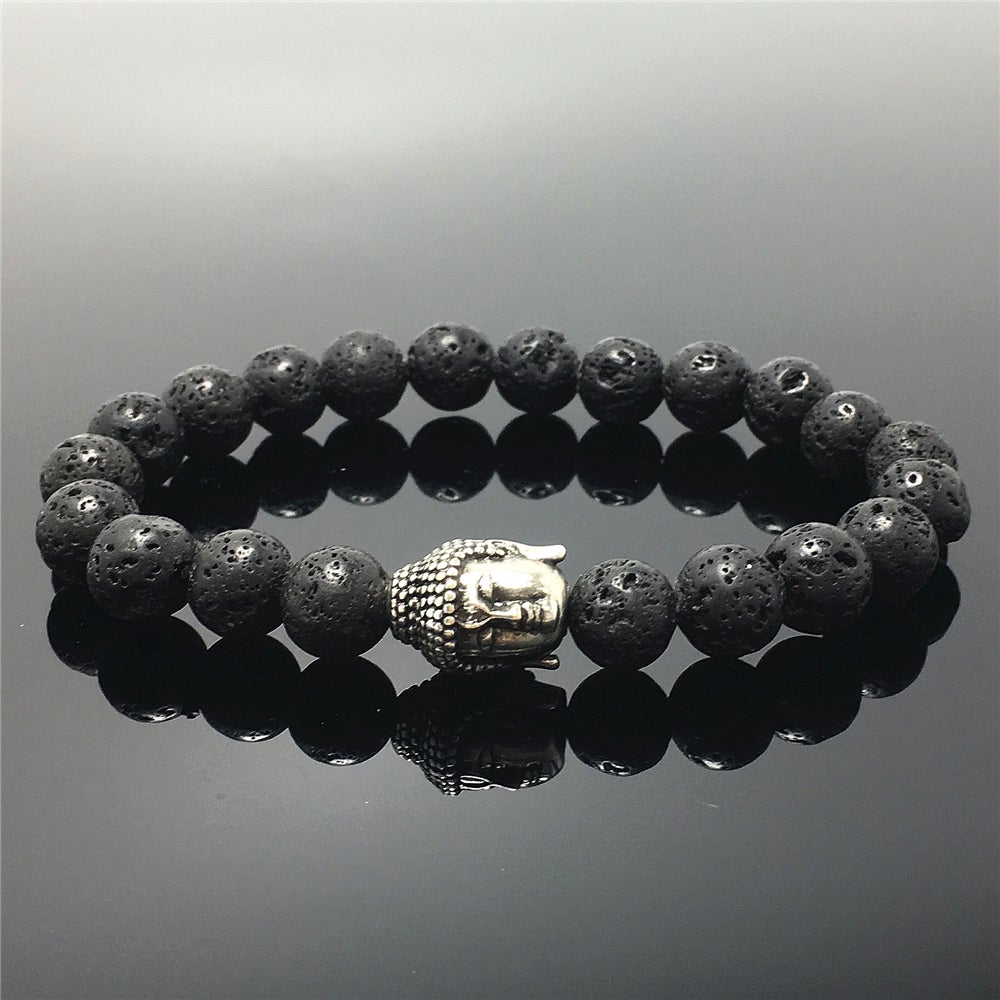 Lava Beaded Bracelets for Men Women Power Gemstone Unisex Adjustable Bracelets