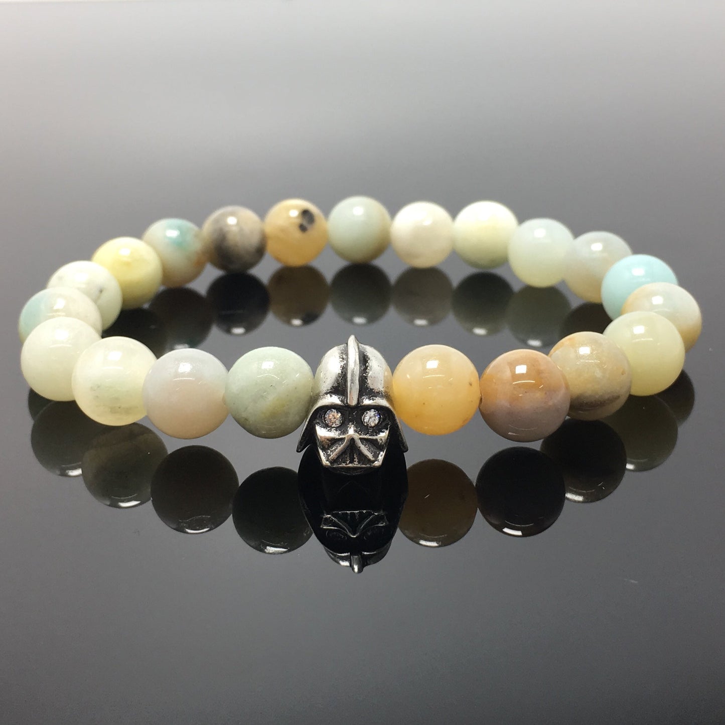 Amazonite Beads Gemstone with Imperial Darth Vader Charms Jewellery Elastic Handmade Bracelets