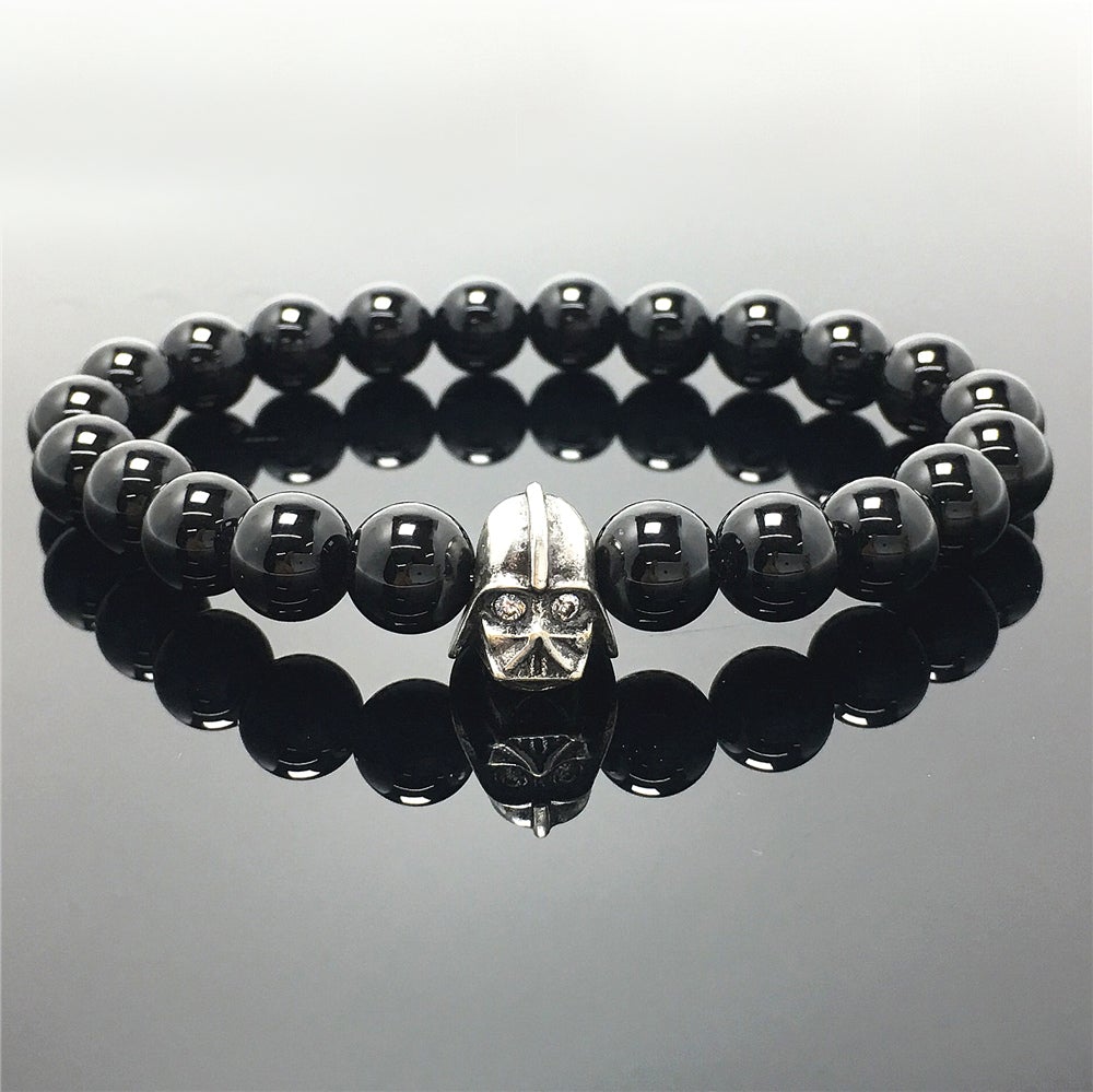Imperial Darth Vader Charms Black Onyx Beads Stone Jewellery Elastic Bracelets