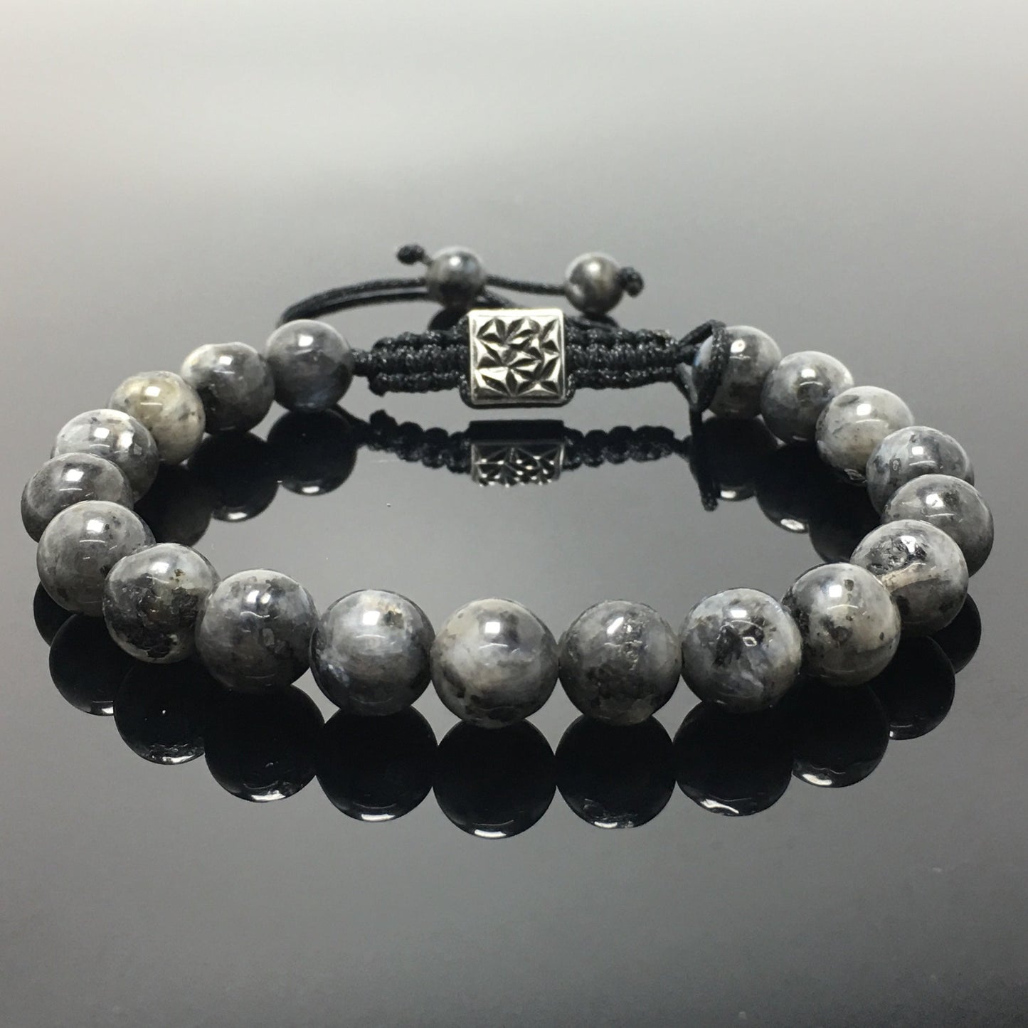 Labradorite Gemstone Beads Bracelet Handmade Round Beaded Bracelet