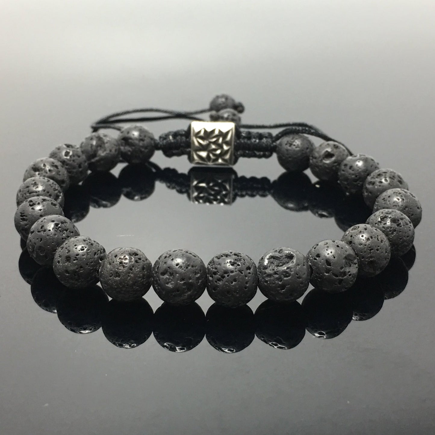 Lava Gemstone Beaded Adjustable Braid Rope Handmade Bracelet