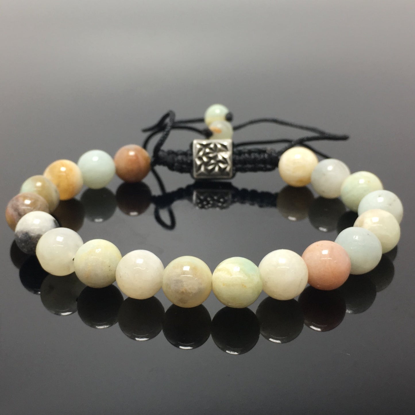 Amazonite Gemstone Beads Bracelet Handmade Round Beaded Bracelet