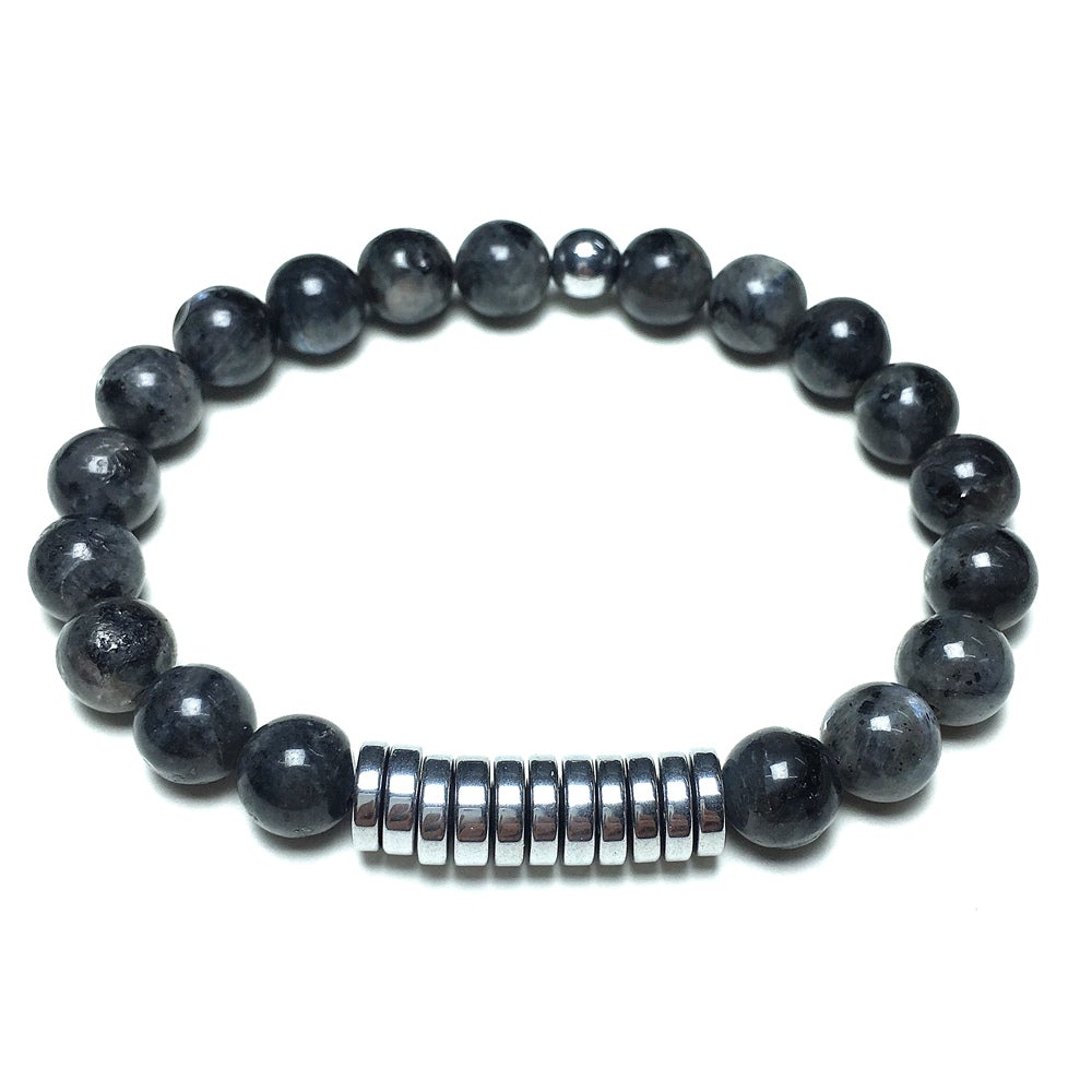 Labradorite Gemstone Hematite Stretch Meditation Healing Bracelets