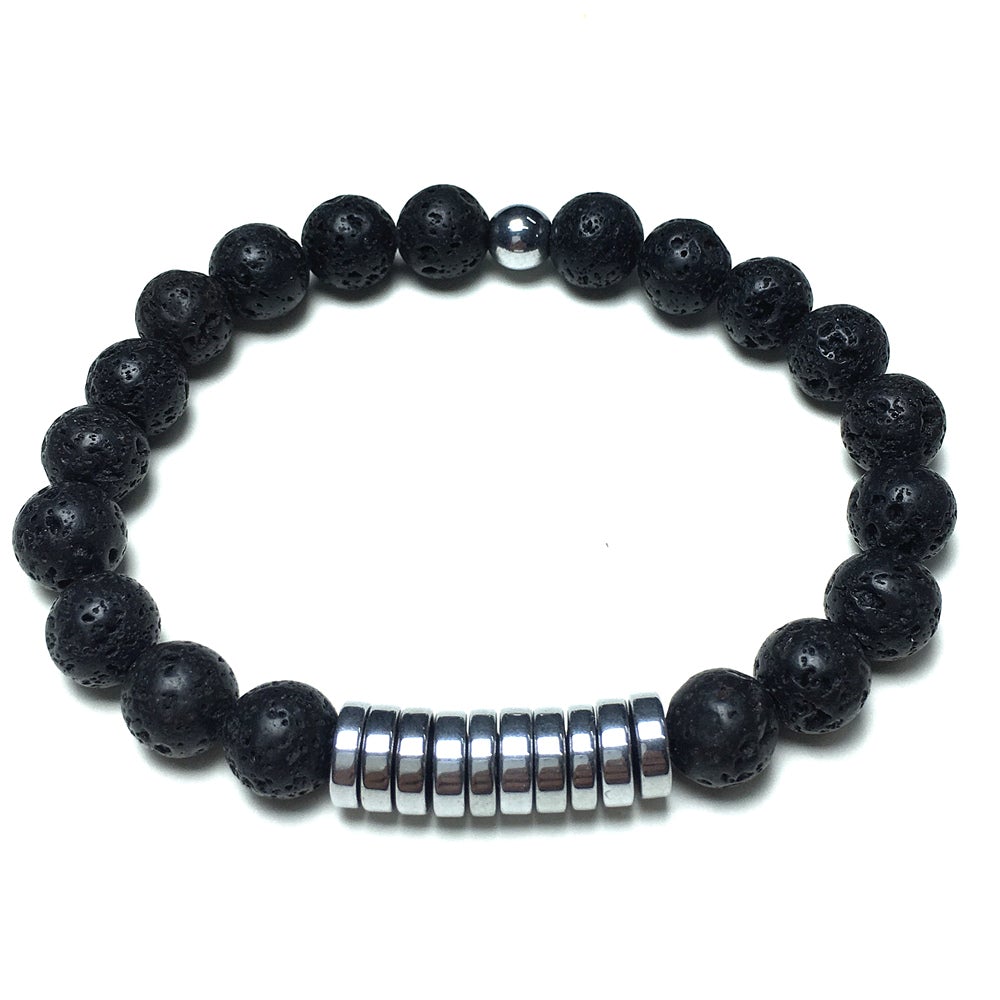 Lava Gemstone Hematite Stretch Meditation Healing Bracelets