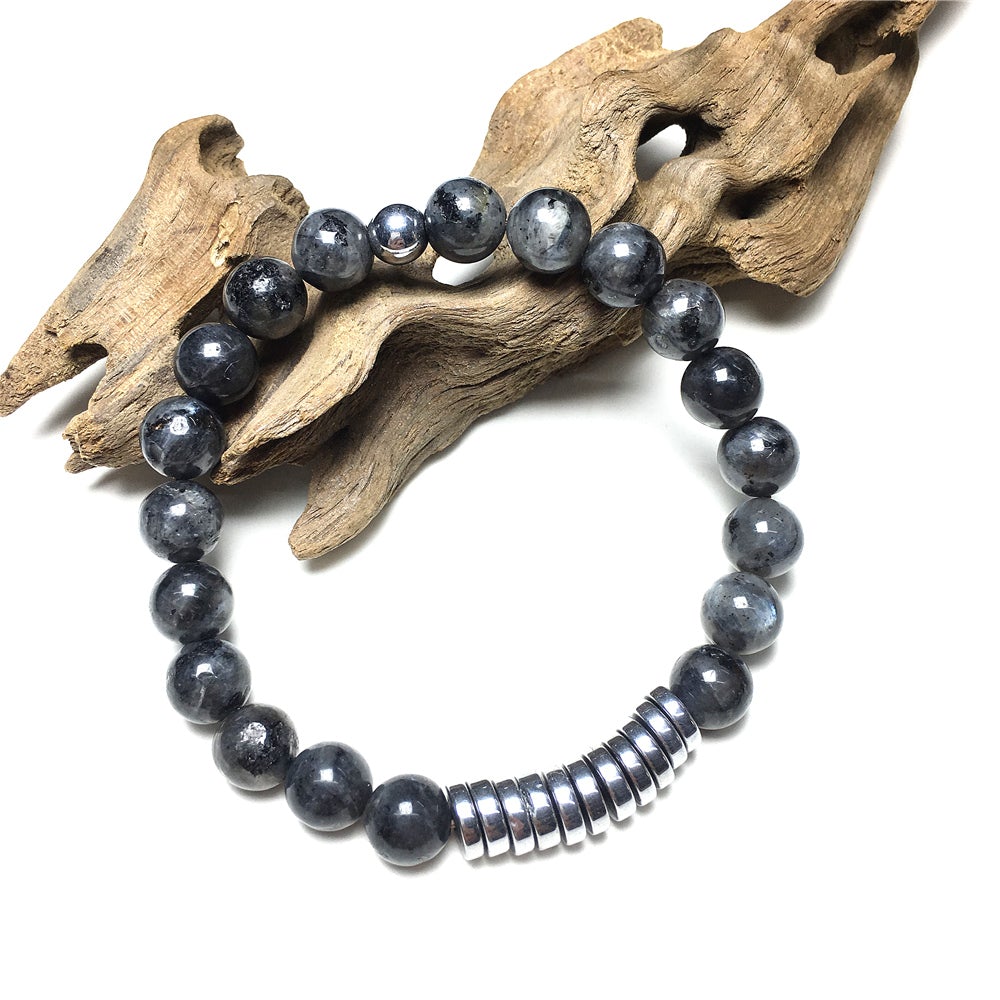 Labradorite Gemstone Hematite Stretch Meditation Healing Bracelets