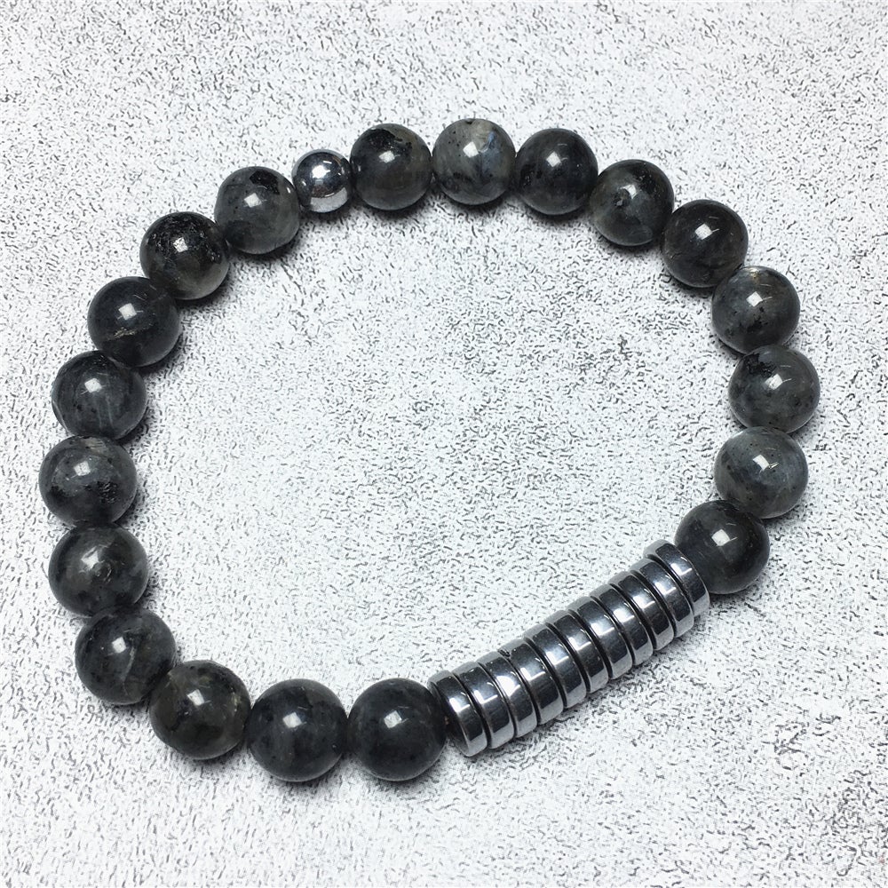 Labradorite Gemstone Hematite Stretch Meditation Healing Bracelets