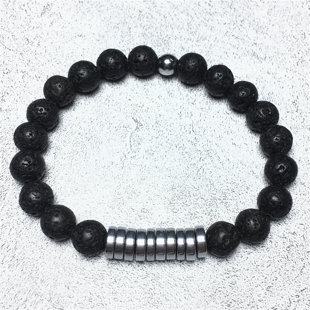 Lava Gemstone Hematite Stretch Meditation Healing Bracelets