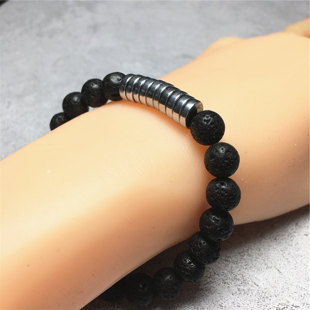 Lava Gemstone Hematite Stretch Meditation Healing Bracelets