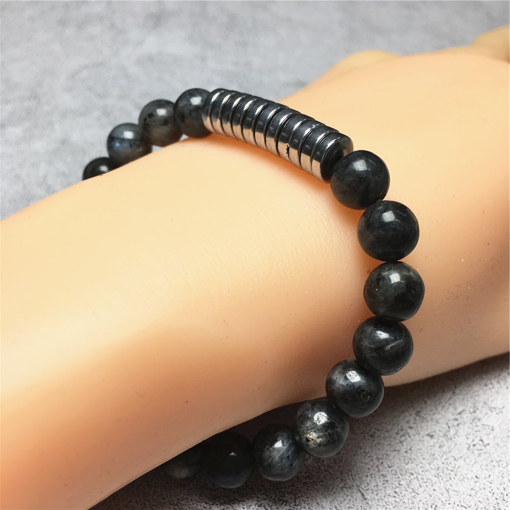 Labradorite Gemstone Hematite Stretch Meditation Healing Bracelets