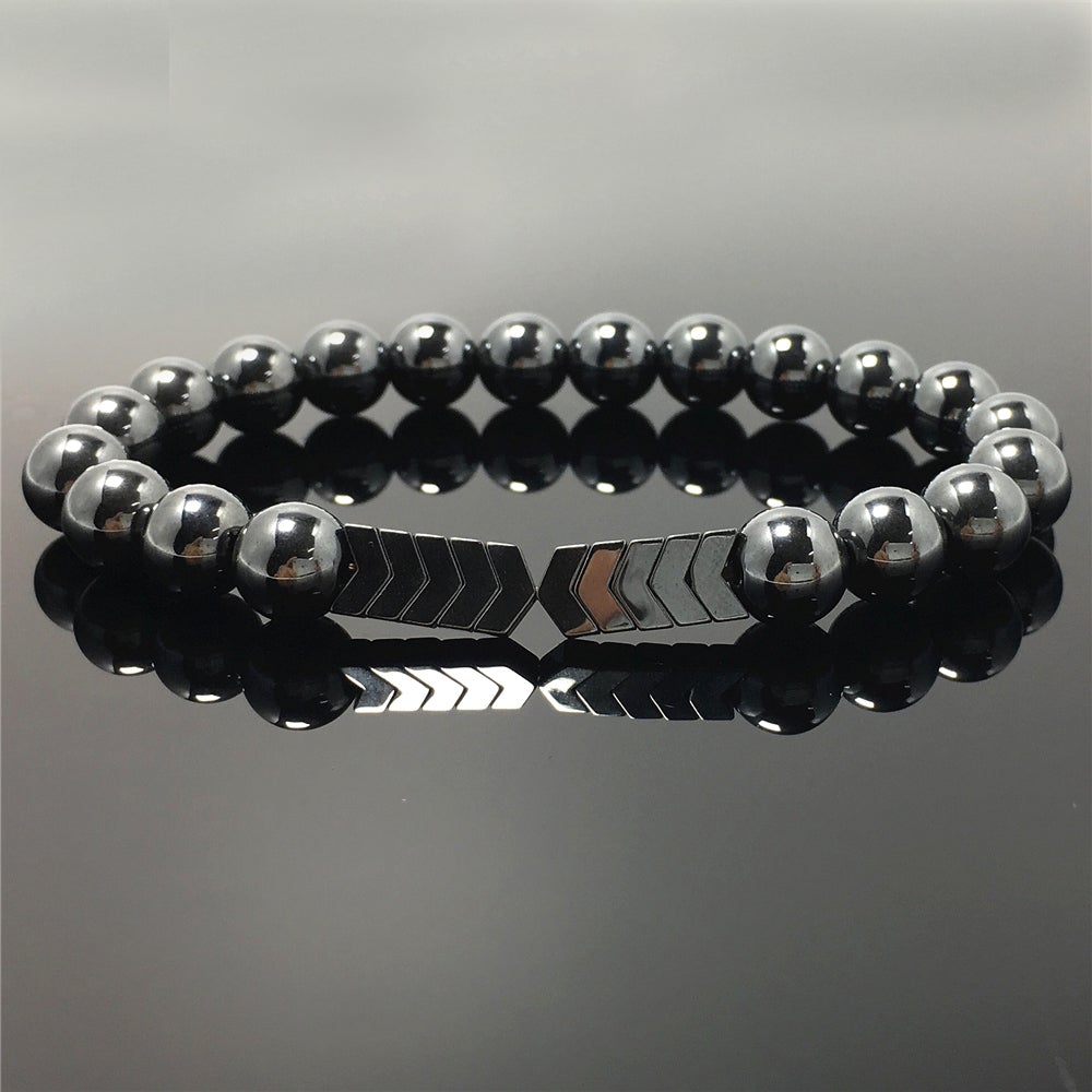 Hematite Beads Women Men Bracelets Bangle Healing Balance Yoga Arrow Bracelet Charm