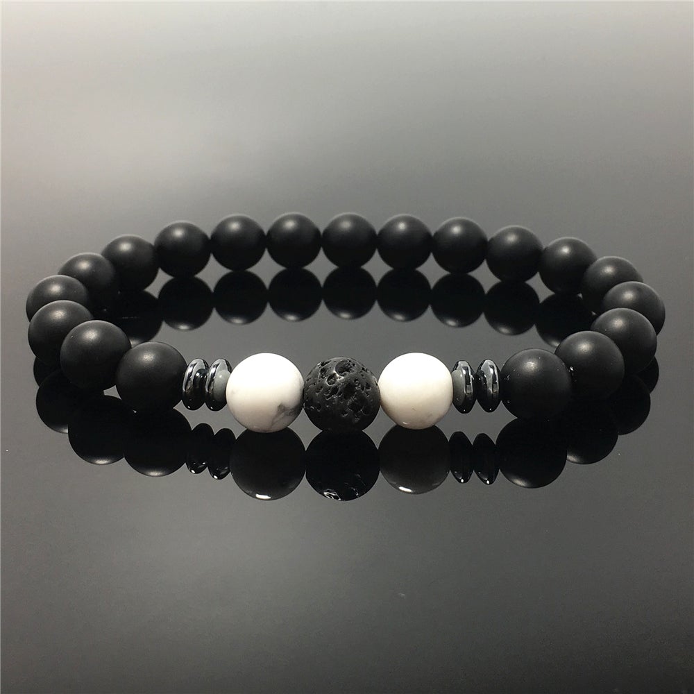 Matte Onyx Beads Natural Stone Bracelet Elastic Yoga Unisex Jewelry Gifts