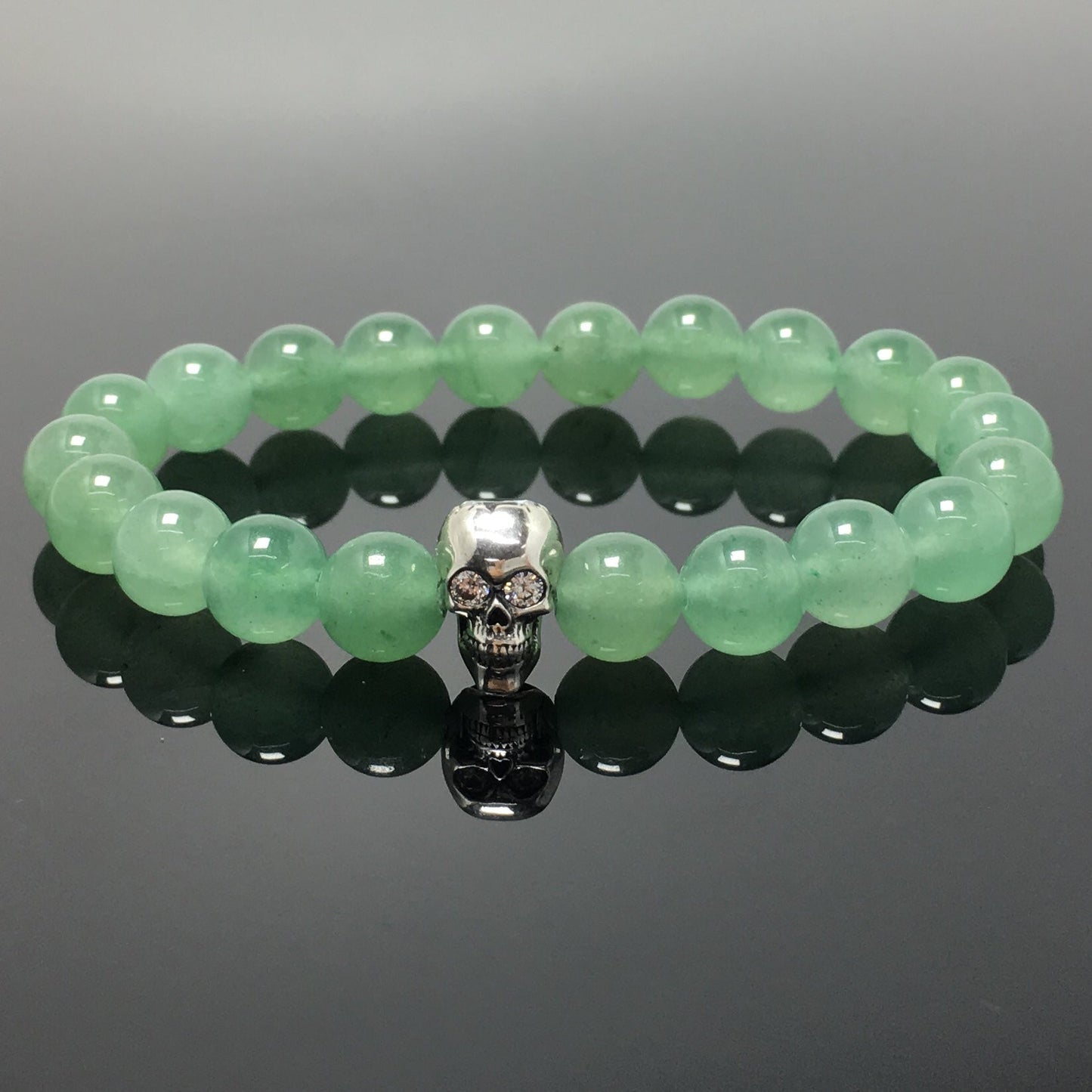 Green Adventurine Stretch Bracelet Natural Round Beads Semi Precious Gemstone Elastic Beaded Bracelet