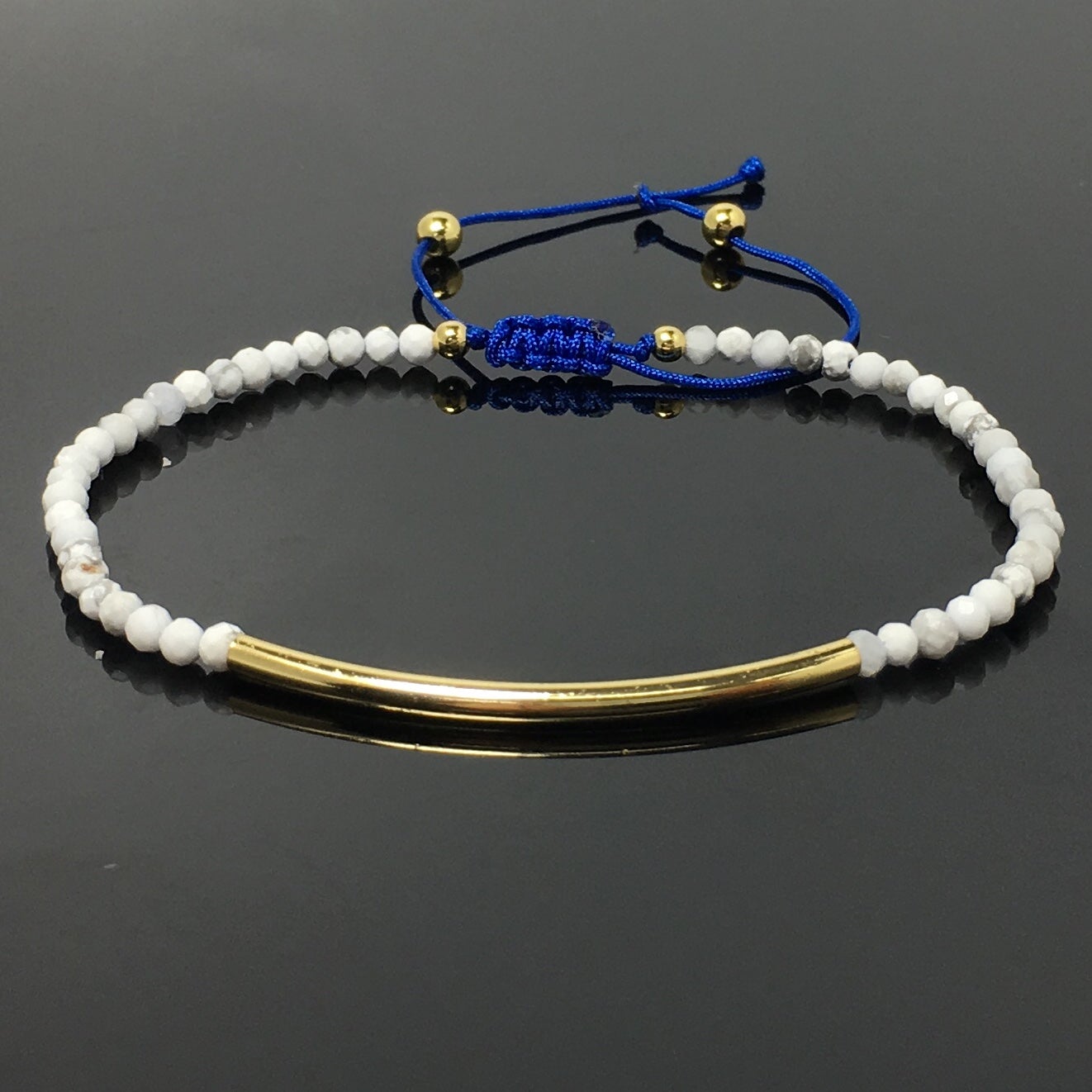 Faceted Howlite Beads Bracelet Adjustable Handmade Braid Rope Designer Bracelet