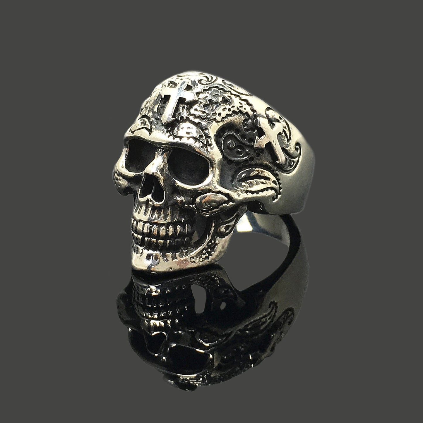 Cross Skull 925 Sterling Silver Retro Ring