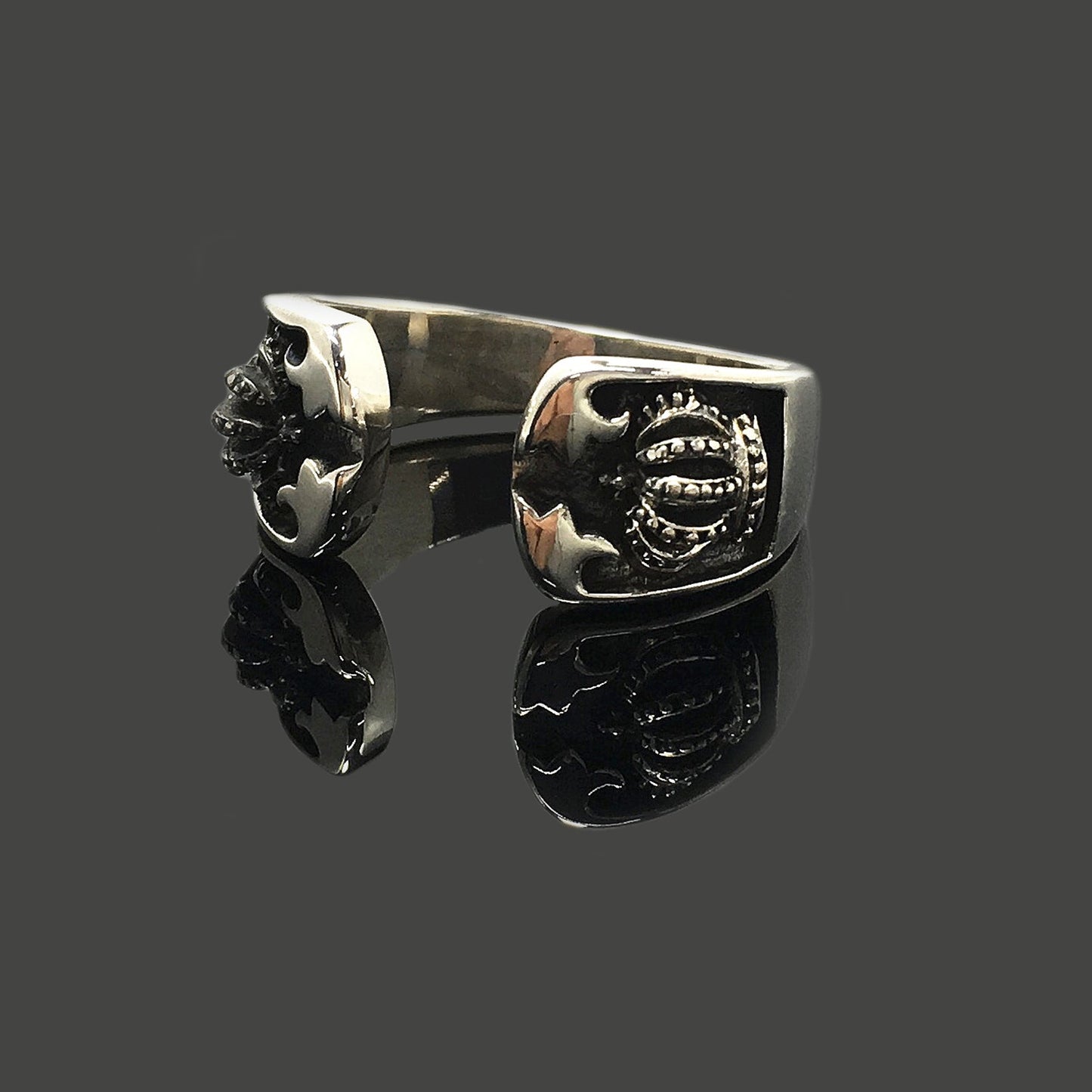 Retro 925 Silver Crown Open Ring