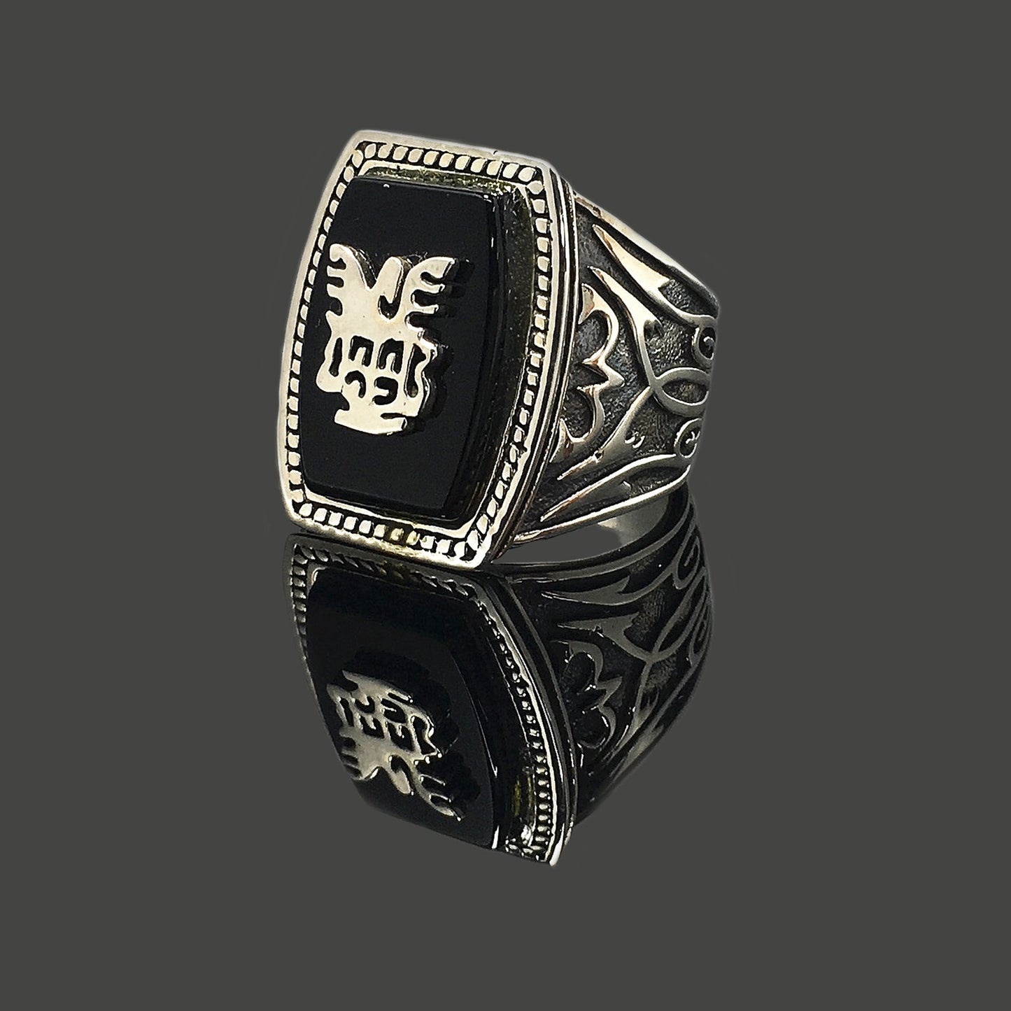 Black Onyx Eagle 925 Sterling Silver Retro Ring