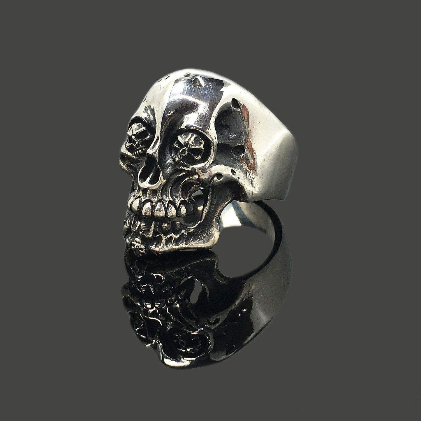 TS Handmade Silver Retro 925 Sterling Silver Skull Ring