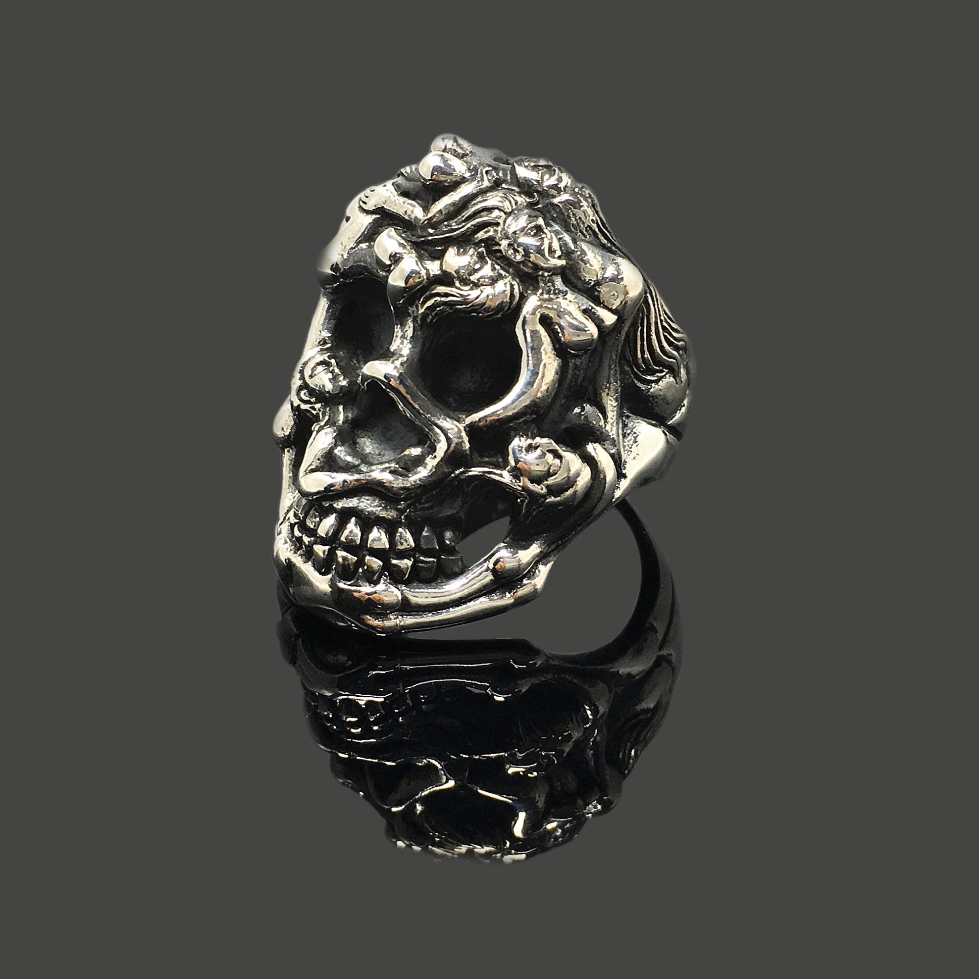 Retro Silver Exaggerated Skull Rings