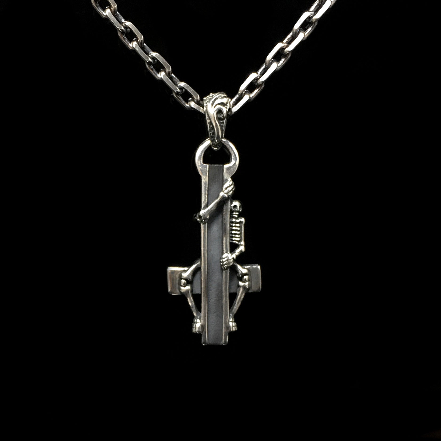 Sterling Silver Cross Skull Retro Pendant