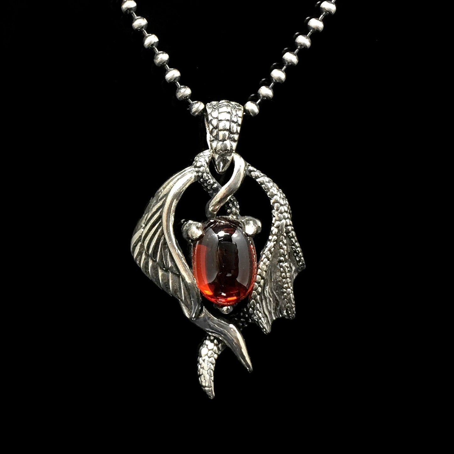 Retro Domineering Dragon Wings Red Zircon Pendant
