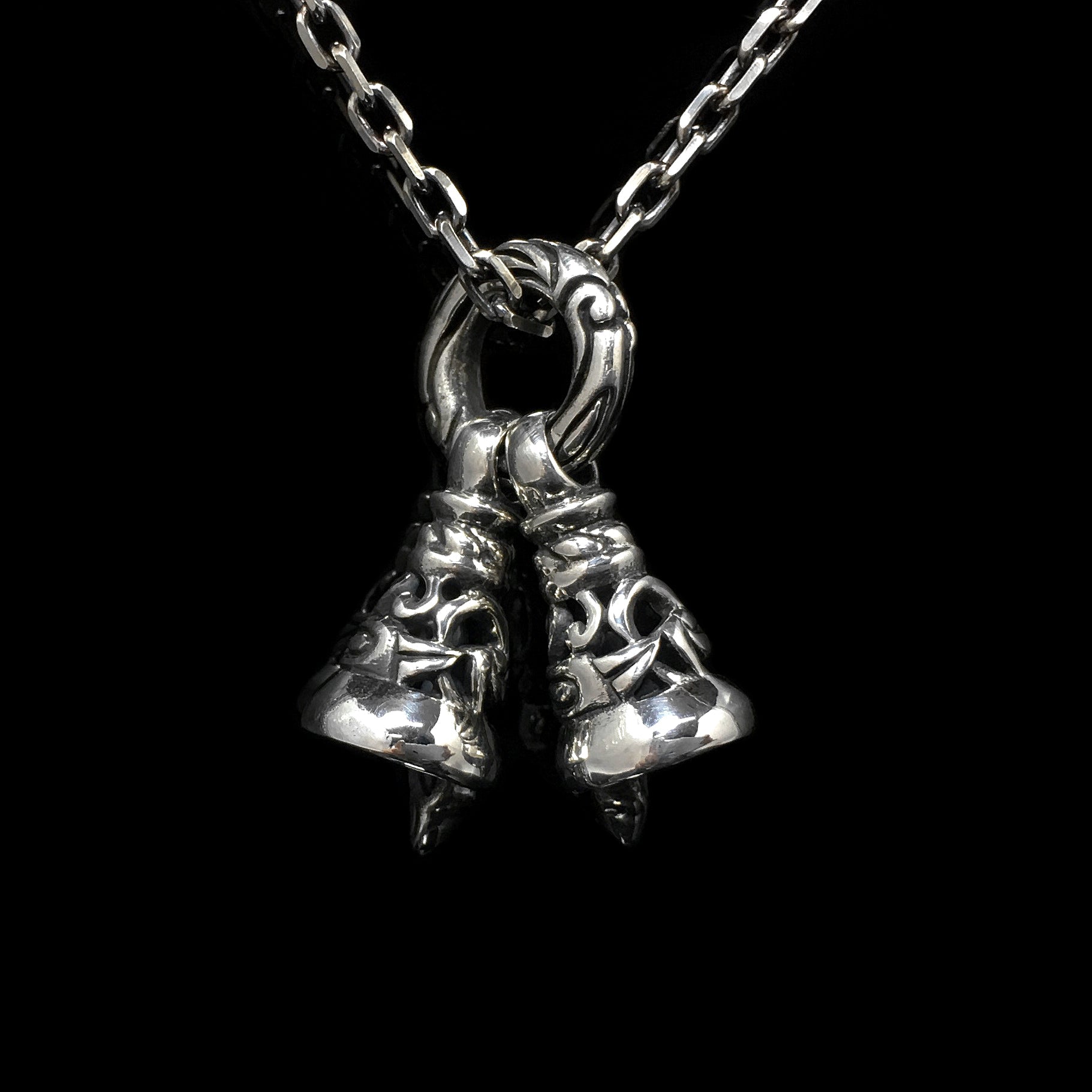 Retro Sterling Silver Hollow Bell pendant